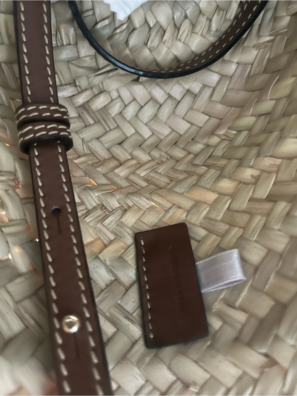 Jimmy Choo Brown Leather-Trim Natural Woven Tote - Picture 7 of 9